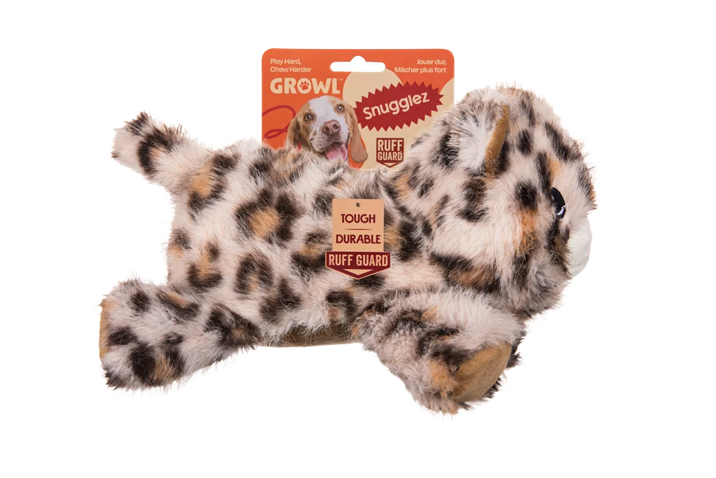 Jucărie de pluș pentru câini cu cusături rezistente – Growl Snugglez Larry, leopardul - imagine 1