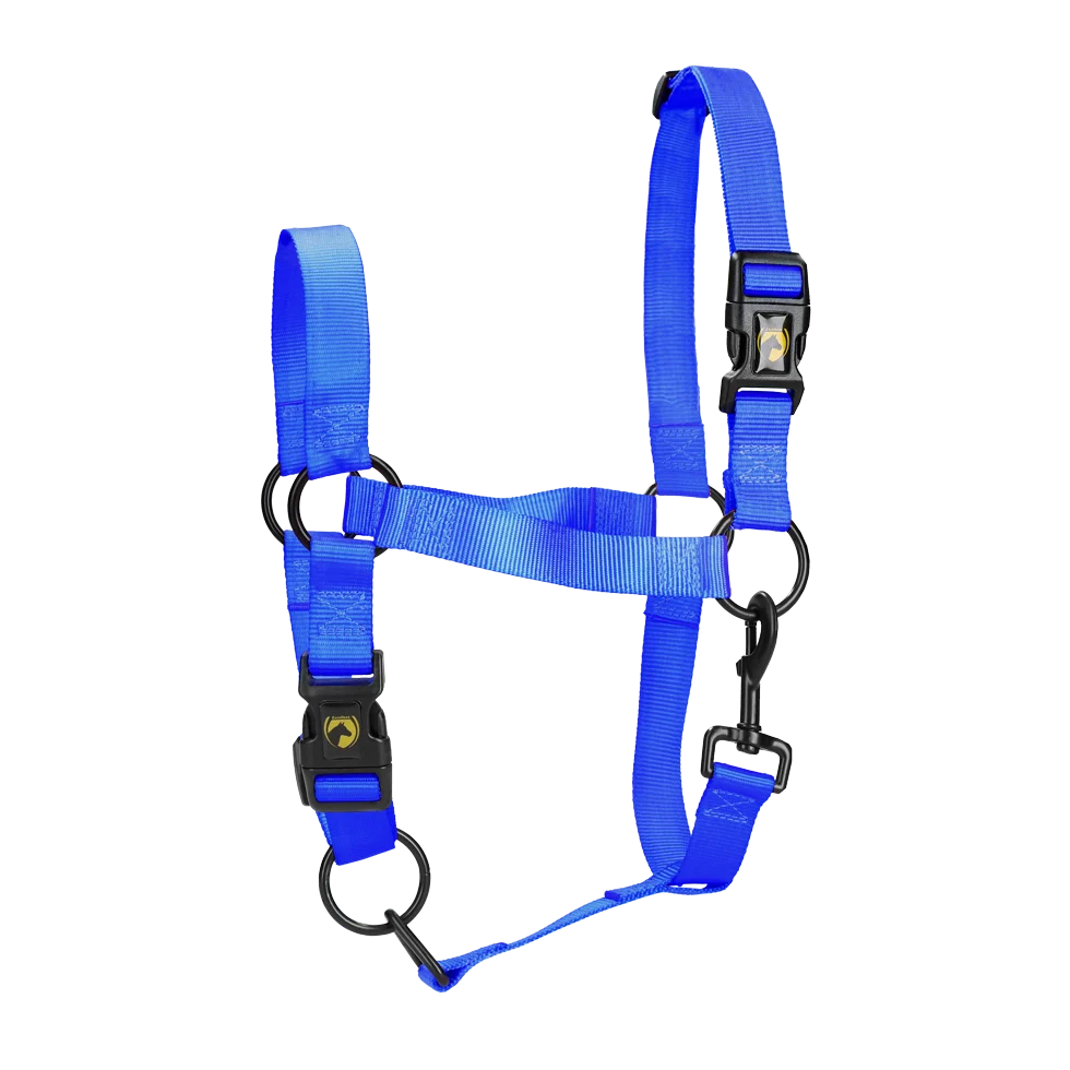 Căpăstru din nylon cu bandă nazală reglabilă, albastru S – Excellent Essential - imagine 1