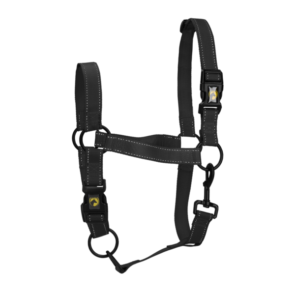 Căpăstru cu cataramă cu clips și detalii reflectorizante, negru, XS – Excellent Premium