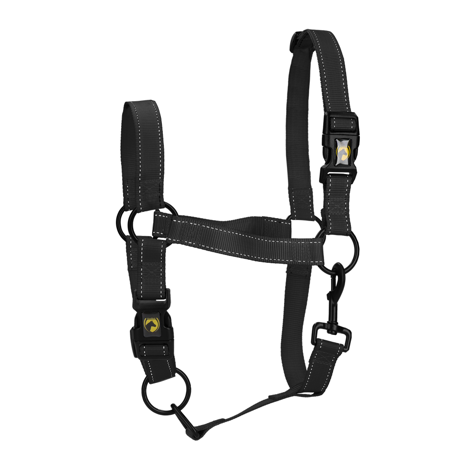 Halster van Nylon met Reflecterende Details, Zwart M – Excellent Premium Căpăstru de oprire din nailon cu detalii reflectorizante, negru M – Excellent Premium