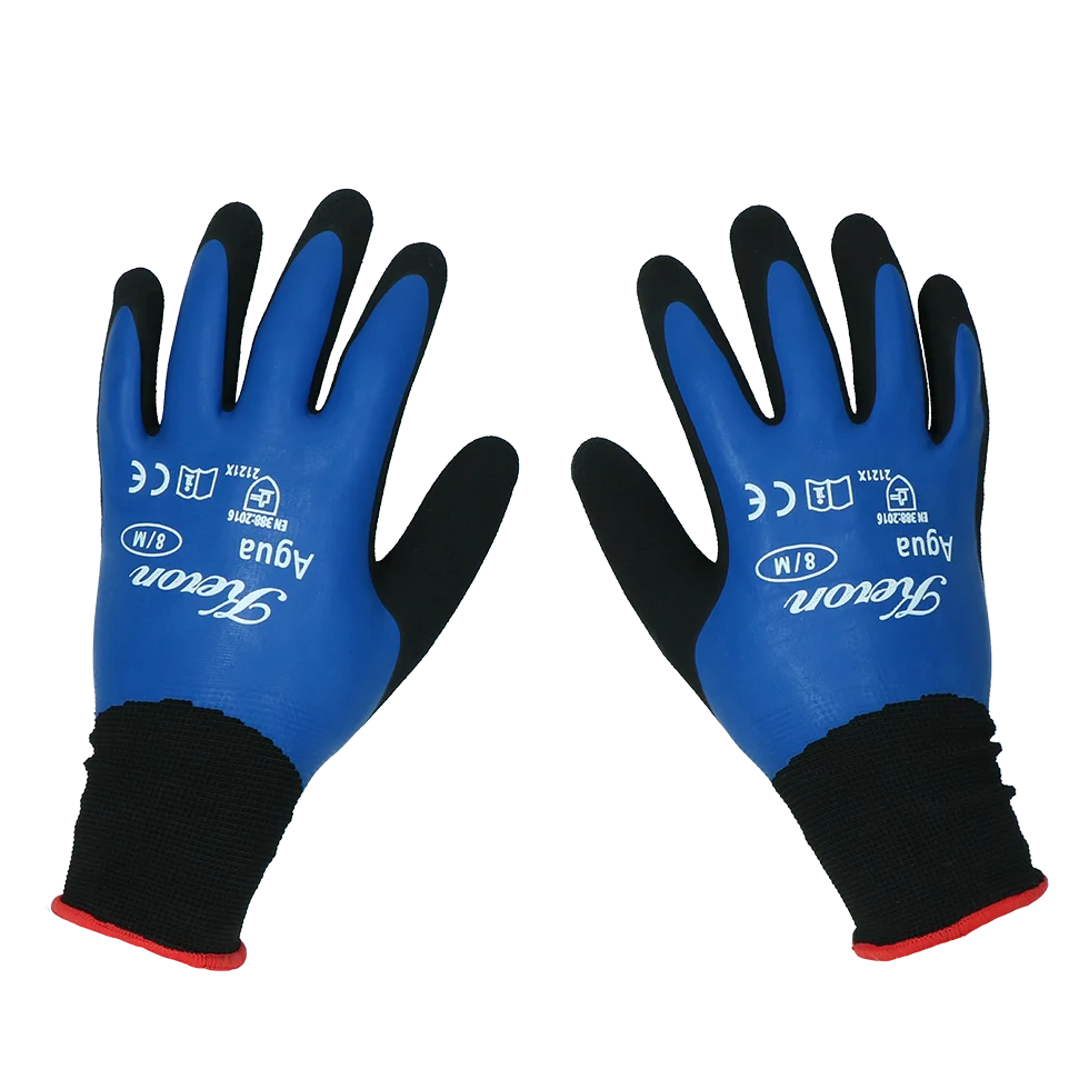 Mănuși de lucru din nylon cu spumă de latex, rezistente la apă, mărimea M (8) – Keron Fine-knit Agua - imagine 1