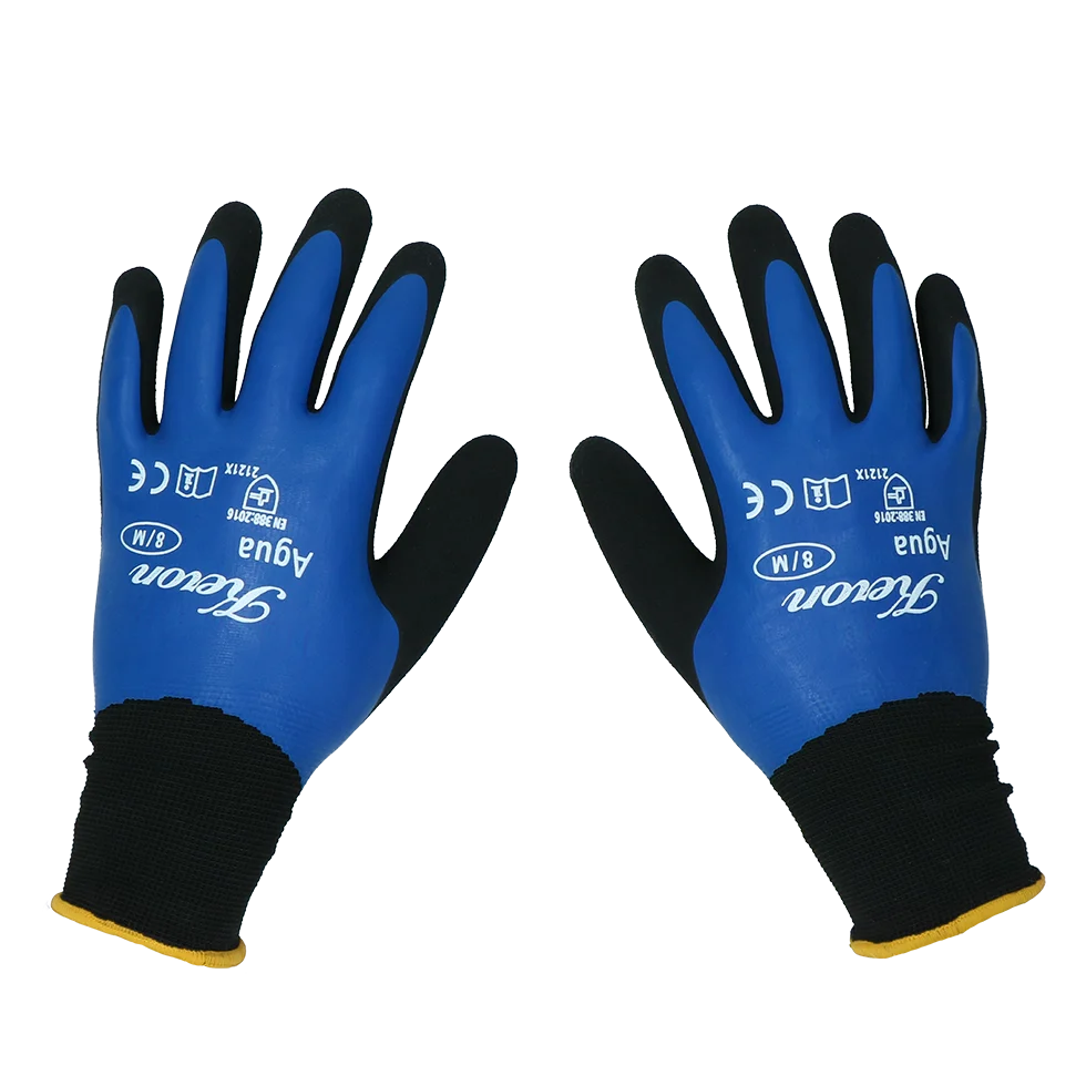 HAND033.png Mănuși de lucru din nylon cu spumă de latex, rezistente la apă, mărimea L (9) – Keron Fine-knit Agua - imagine 1