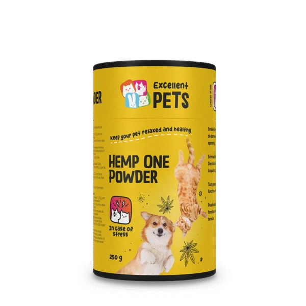 Pulbere din flori de cânepă pentru câini și pisici, cu roșcovă, 250 g – Excellent Pets Hemp One Powder