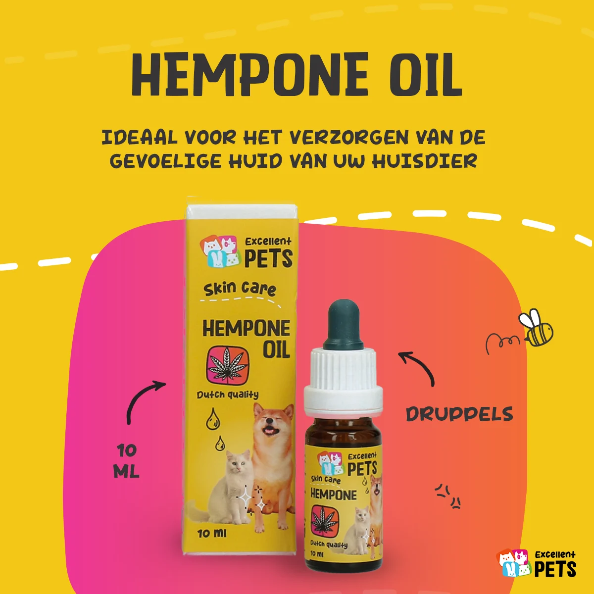 Ulei pentru îngrijirea pielii câinilor, cu ulei din semințe de cânepă, 10 ml – Excellent Pets HempOne Oil - imagine 2