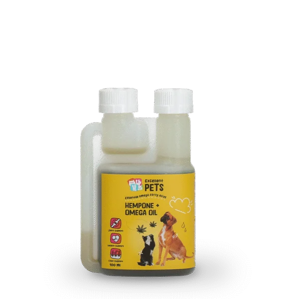 Amestec de uleiuri pentru câini și pisici, cu ulei din semințe de cânepă, 100 ml – Excellent Pets HempOne + Omega Oil