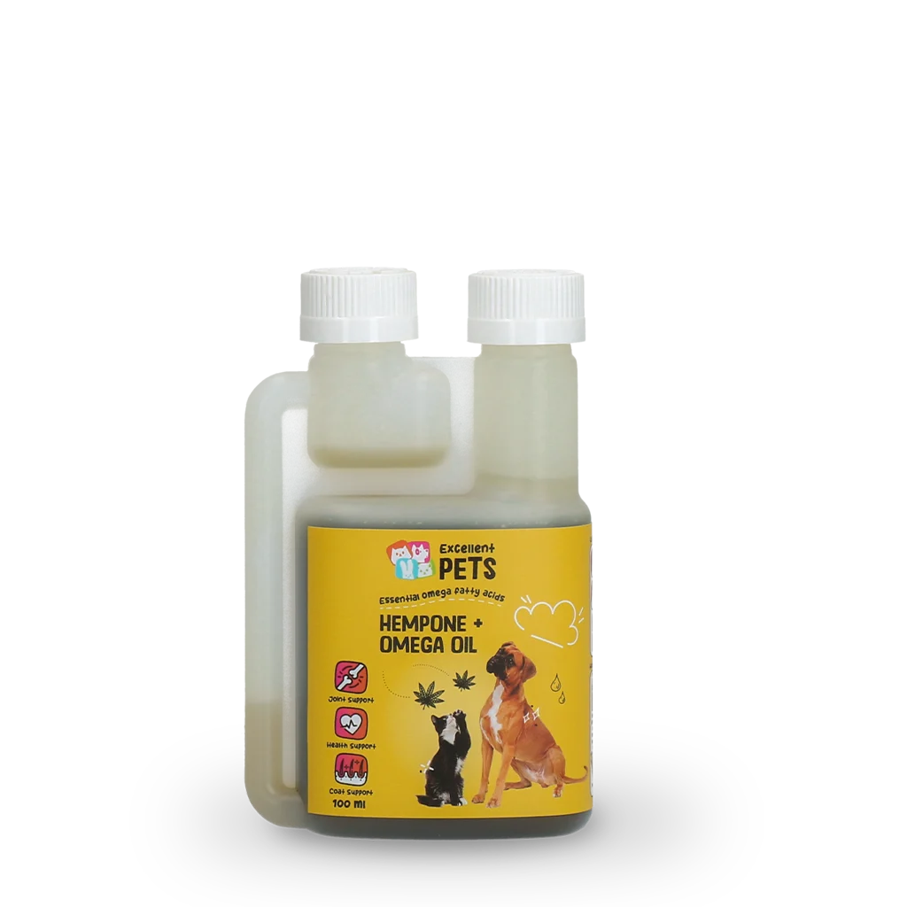 Amestec de uleiuri pentru câini și pisici, cu ulei din semințe de cânepă, 100 ml – Excellent Pets HempOne + Omega Oil - imagine 1