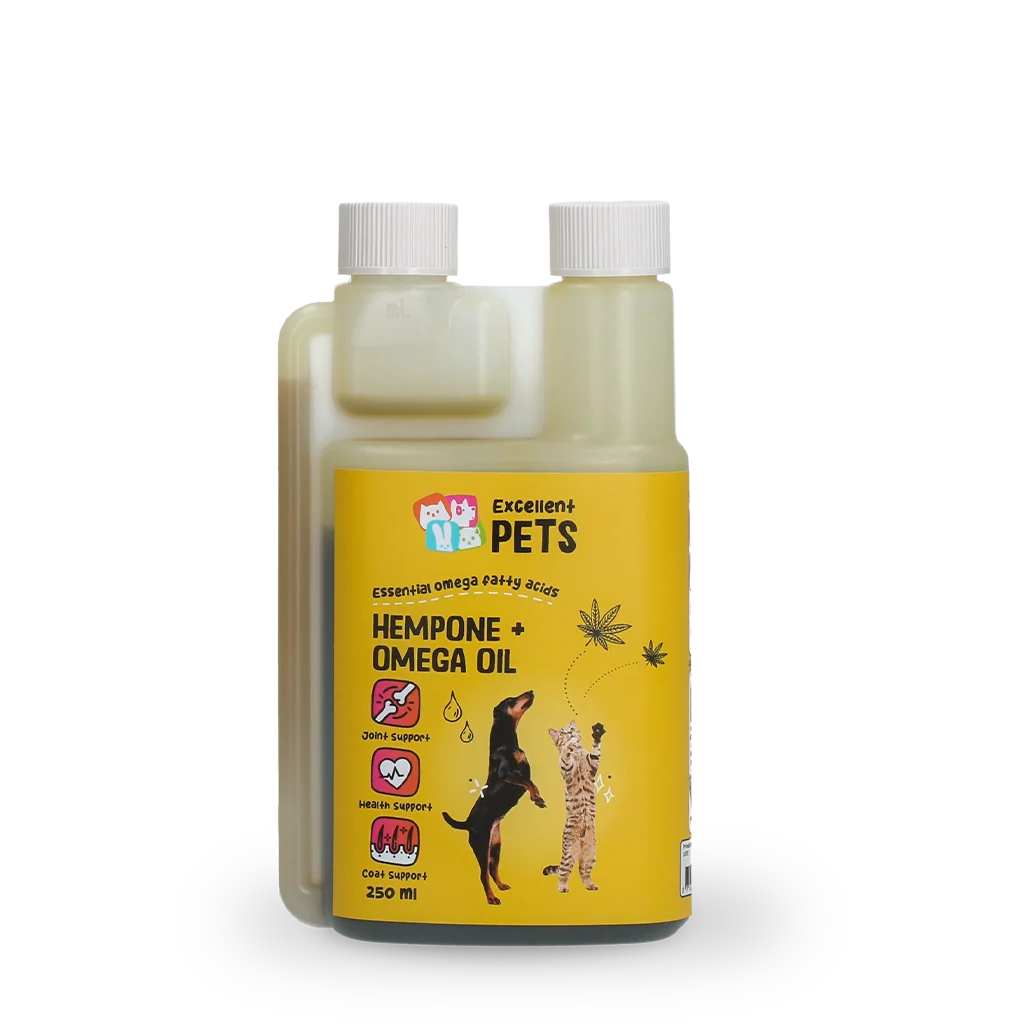 Amestec de uleiuri pentru câini și pisici, cu ulei din semințe de cânepă, 250 ml – Excellent Pets HempOne + Omega Oil - imagine 1