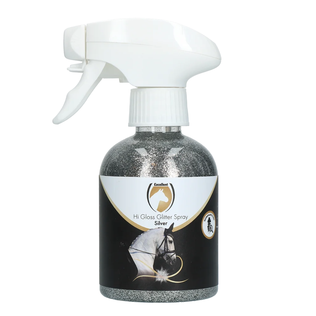 HIGL5052.png Spray cu sclipici pentru blană, coamă și coadă, 250 ml – Excellent Horse Hi Gloss Glitter Spray Silver - imagine 1