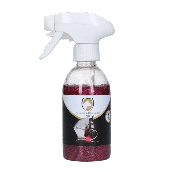 Spray cu sclipici pentru blană, coamă și coadă, 250 ml – Excellent Horse Hi Gloss Glitter Spray Pink
