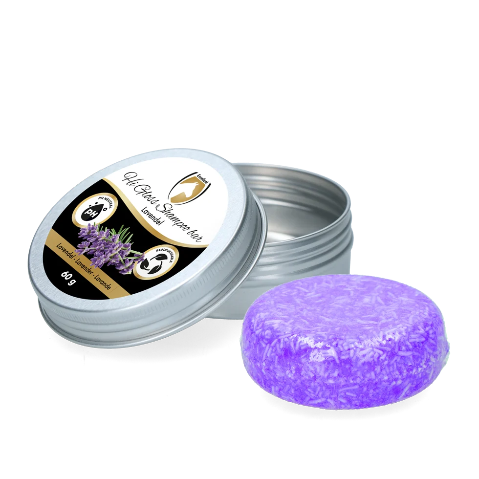 Șampon solid pentru cai cu balsam, Lavandă, 60 g – Excellent Horse Hi Gloss Shampoo Bar - imagine 1