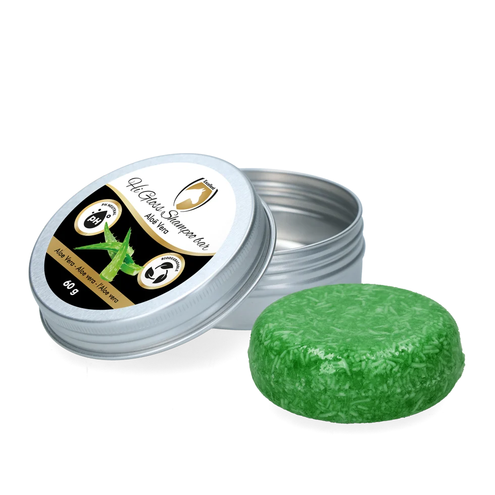 Șampon solid pentru cai cu balsam, Aloe Vera, 60 g – Excellent Horse Hi Gloss Shampoo Bar - imagine 1