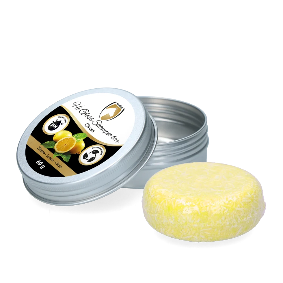 Șampon solid pentru cai cu balsam, lămâie, 60 g – Excellent Horse Hi Gloss Shampoo Bar - imagine 1