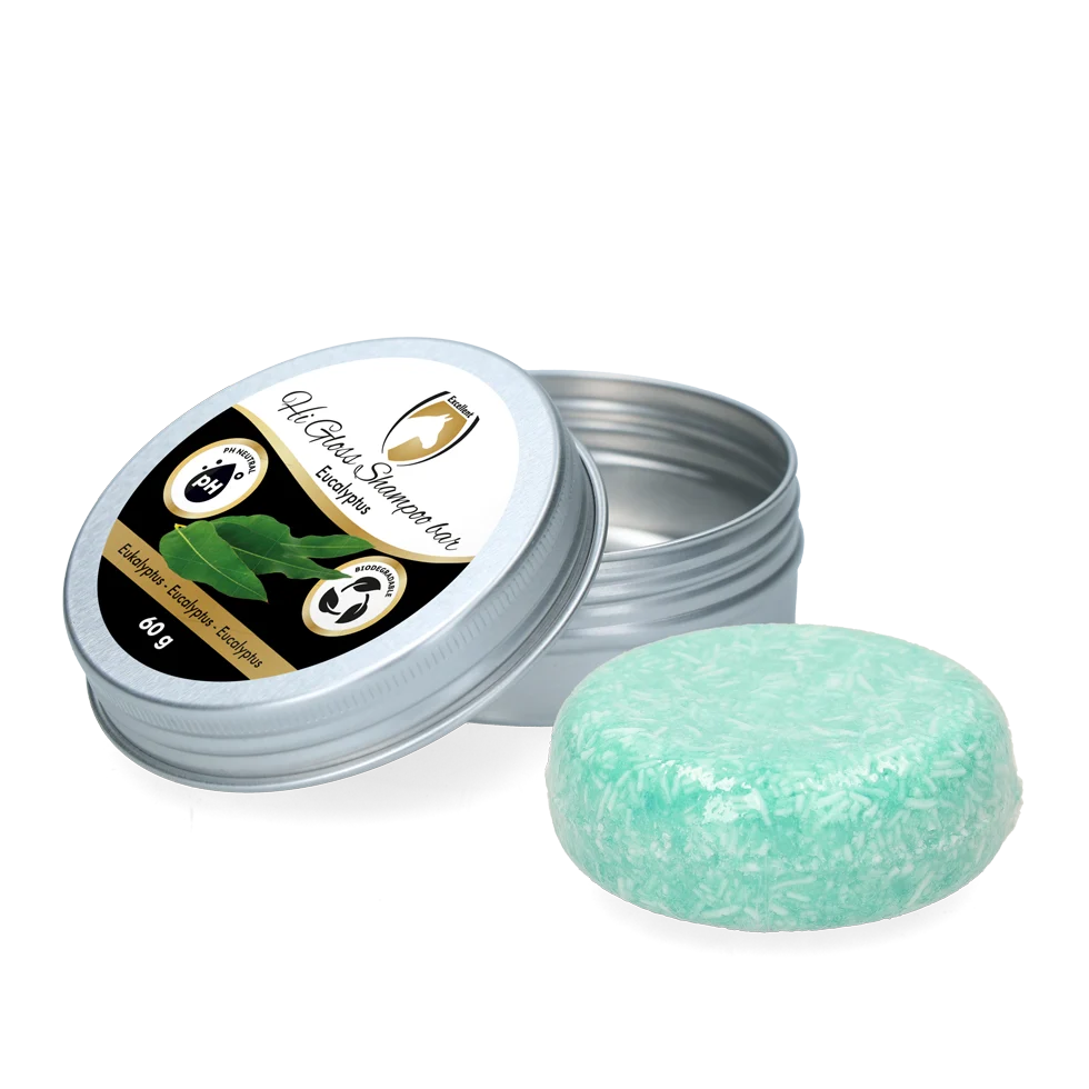 Șampon solid pentru cai cu balsam, eucalipt, 60 g – Excellent Horse Hi Gloss Shampoo Bar - imagine 1