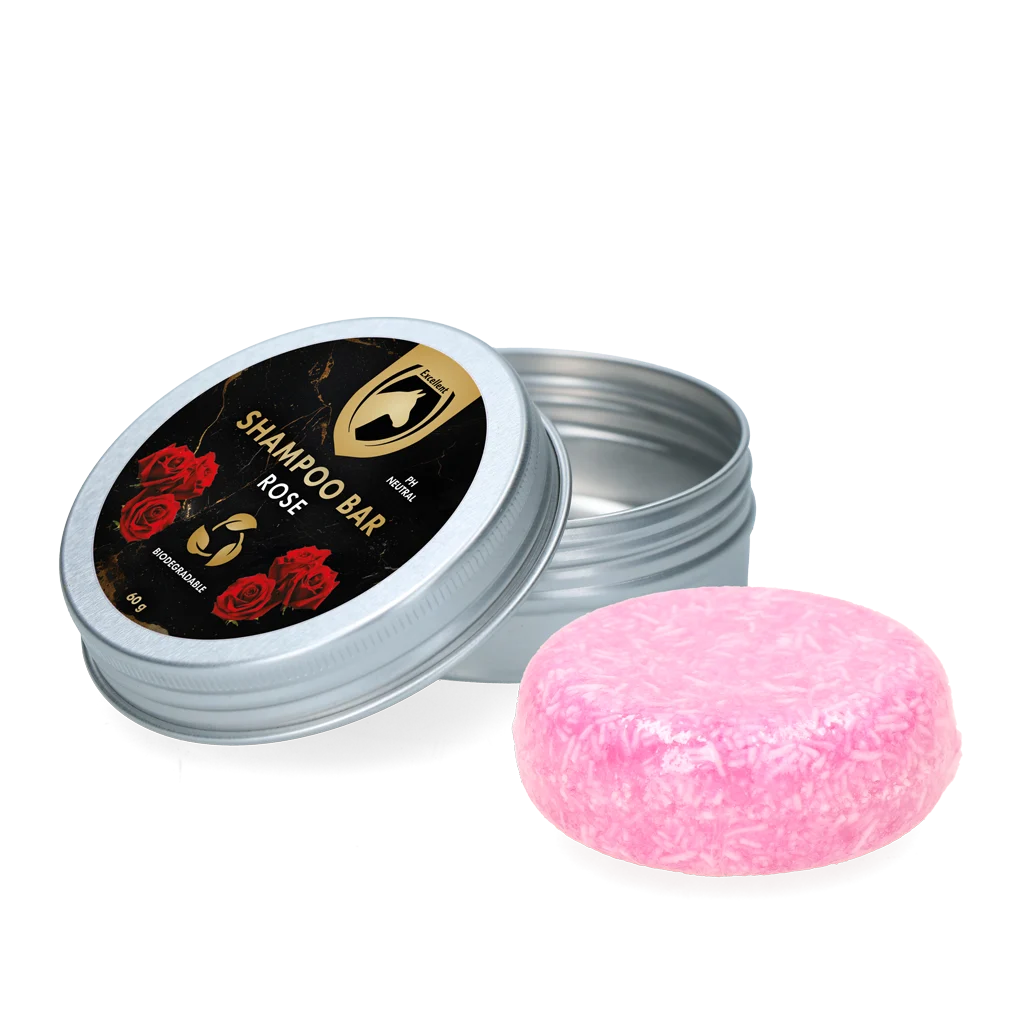 Șampon solid cu balsam pentru cai, Trandafiri, 60 g – Excellent Horse Hi Gloss Shampoo Bar - imagine 1