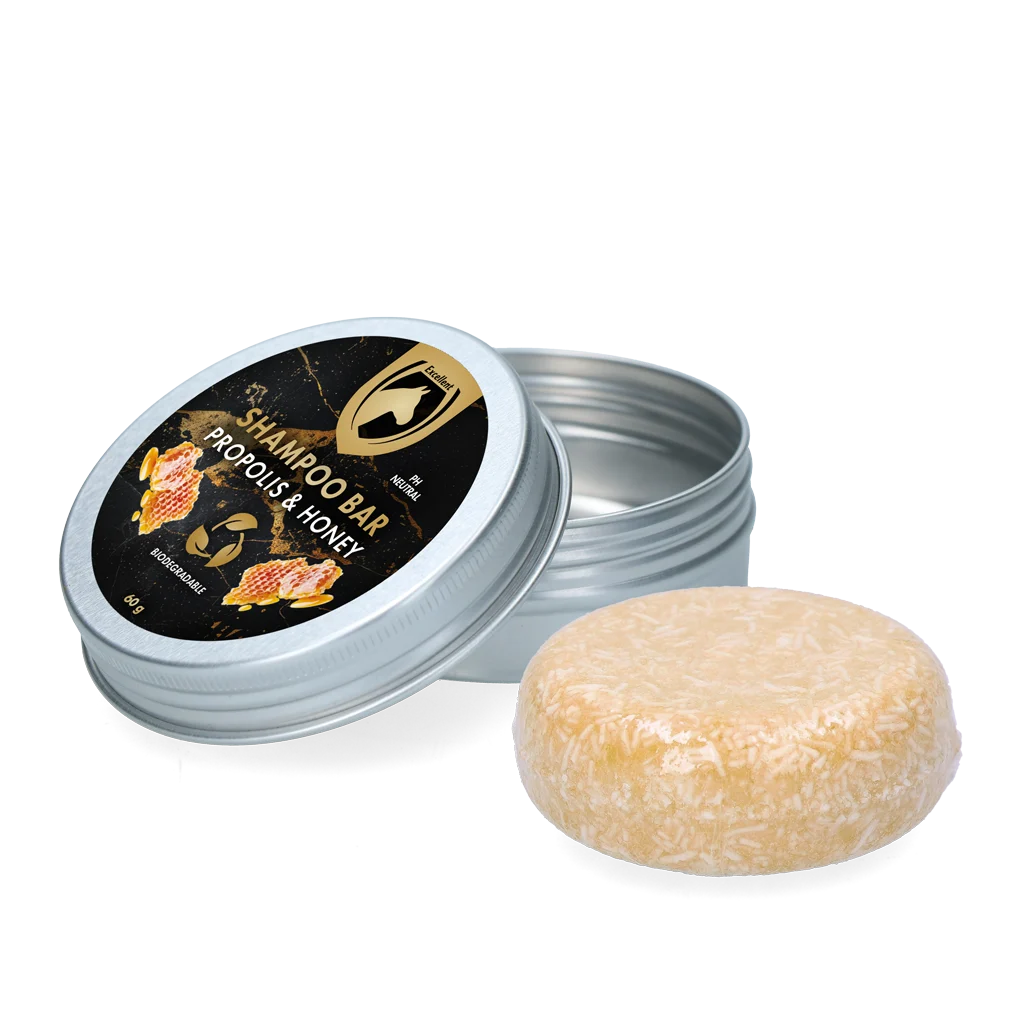 Șampon solid pentru cai cu balsam, propolis și miere, 60 g – Excellent Horse Hi Gloss Shampoo Bar - imagine 1