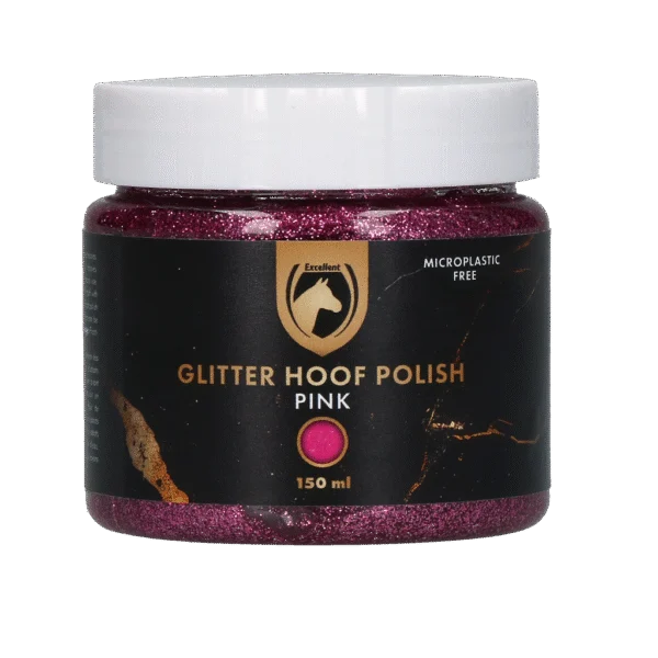 Lac roz cu sclipici pentru copite, 150 ml – Excellent Horse Hi Gloss Glitter Hoof Polish