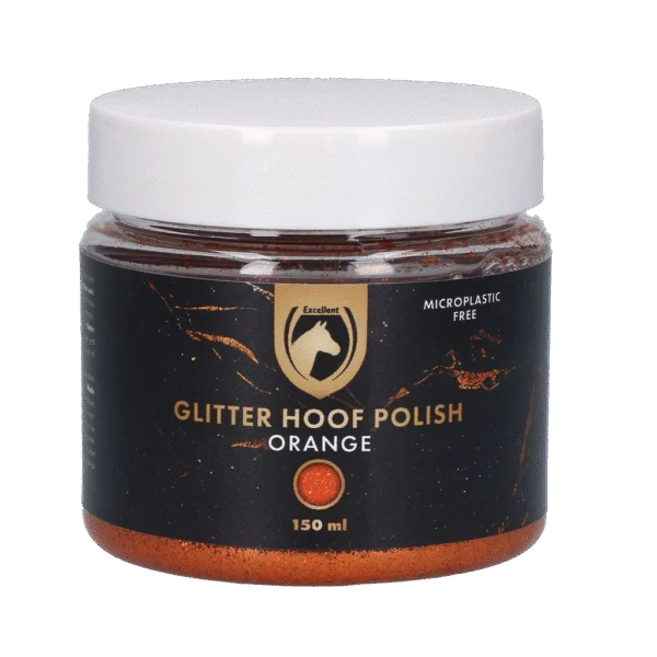 Lac cu sclipici pentru copite, portocaliu, 150 ml – Excellent Horse Hi Gloss Glitter Hoof Polish
