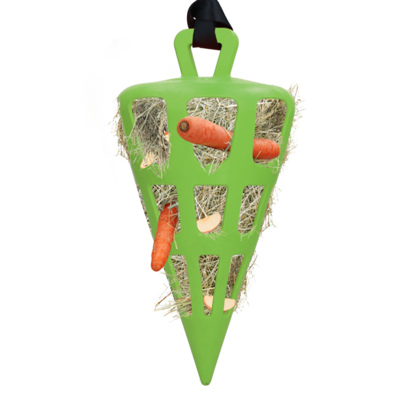 Hrănitor lent pentru cai din cauciuc natural, verde – Hay Slow Feeder Fun & Flex Carrot