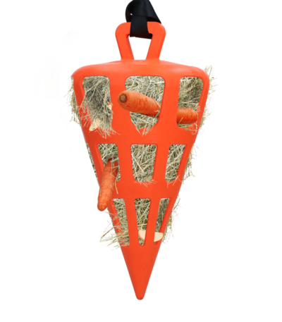Hrănitor lent pentru cai din cauciuc natural, portocaliu – Hay Slow Feeder Fun & Flex Carrot