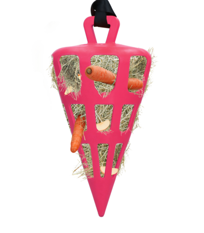 Hrănitor lent pentru cai din cauciuc natural, roz – Hay Slow Feeder Fun & Flex Carrot
