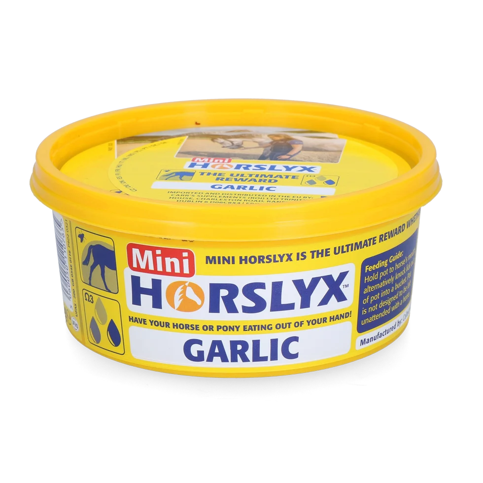 Bloc de lins pentru cai, ca recompensă, 650 g – Horslyx Mini Knoflook - imagine 1
