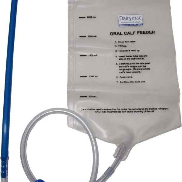 Sondă de hrănire pentru viței, cu sac din vinil cu fermoar, 2,5 l