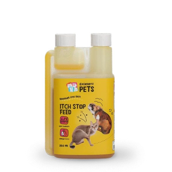 Ulei furajer cu mușețel pentru câini și pisici, 250 ml – Excellent Pets Itch Stop Feed