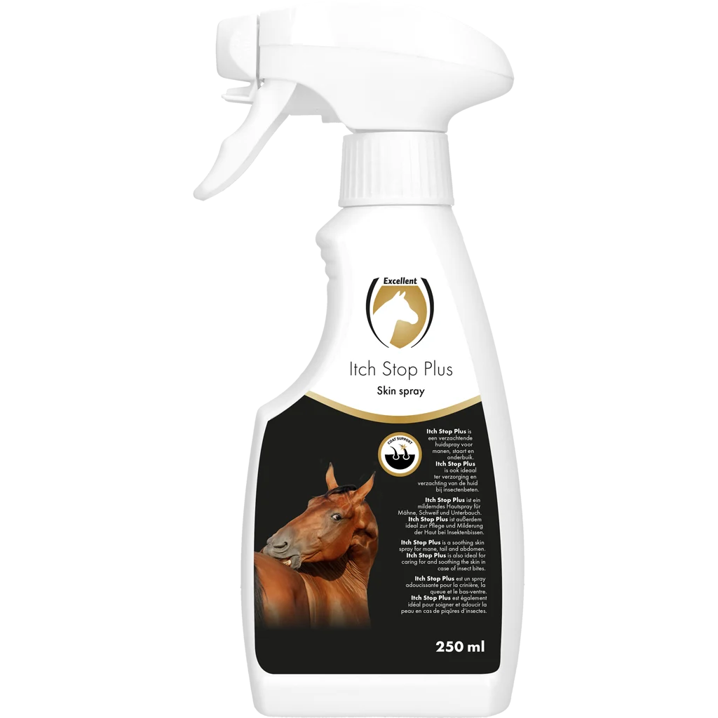 Spray pentru piele, coamă, coadă și partea inferioară a abdomenului, cu efect calmant, 250 ml – Excellent Horse Itch Stop Plus Spray - imagine 1