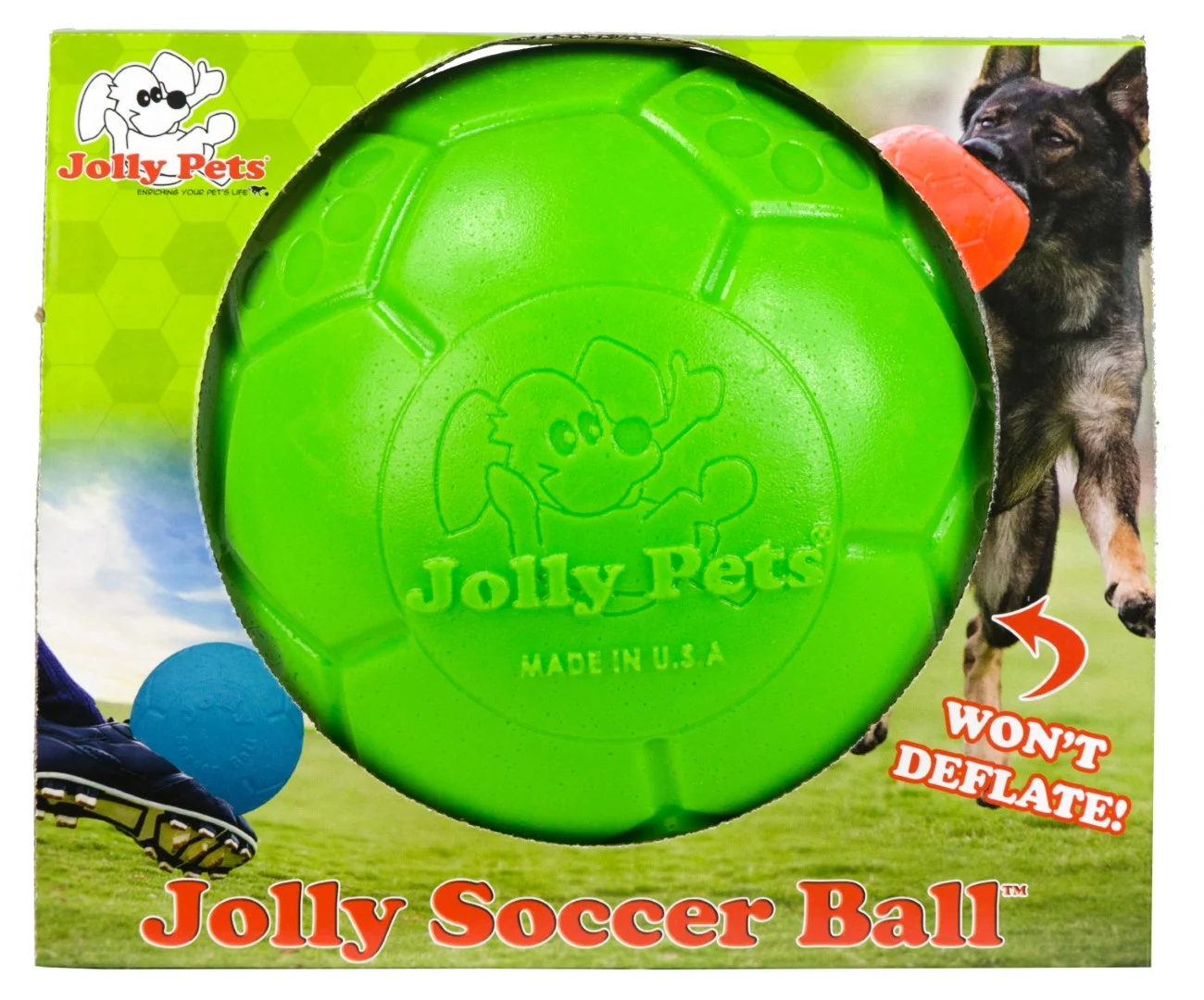 Minge pentru aport pentru câini, verde, 15 cm – Jolly Pets Jolly Soccer Ball - imagine 2