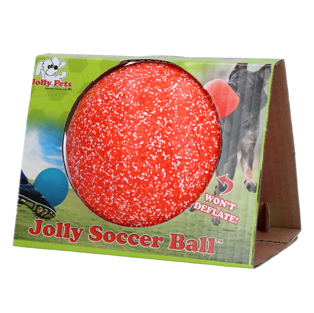 Minge de aport pentru câini, portocaliu și alb, 15 cm – Jolly Pets Jolly Soccer Ball - imagine 1