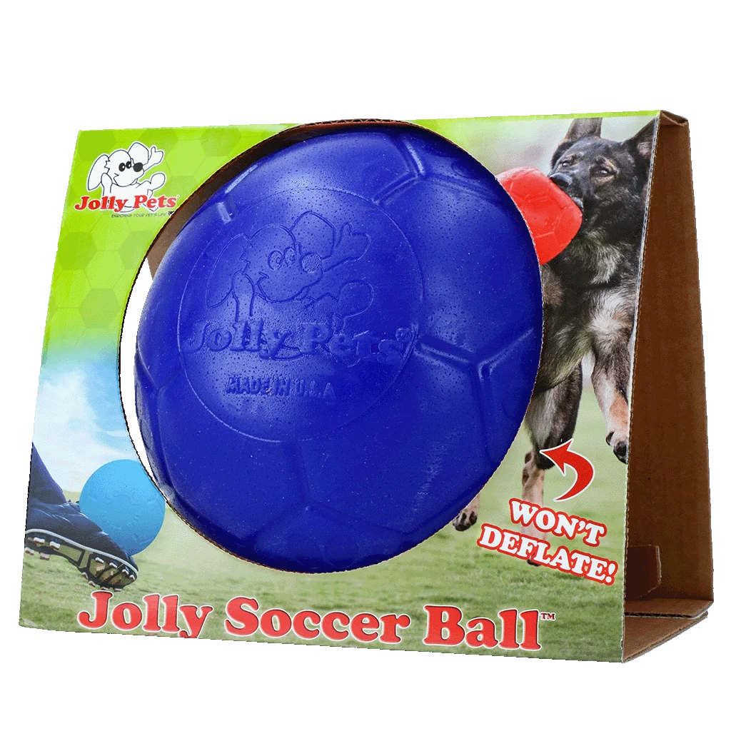 JOLL037E.png Minge plutitoare pentru câini, albastră, 20 cm – Jolly Pets Soccer Ball - imagine 1