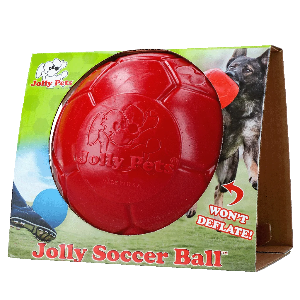 Minge pentru câini pentru aport, roșie, 20 cm – Jolly Pets Jolly Soccer Ball - imagine 1
