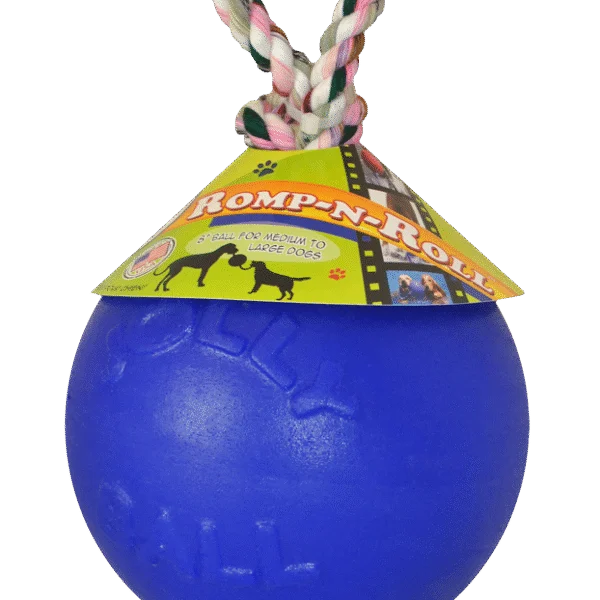 Minge pentru câini cu frânghie, plutitoare, albastră S (10 cm) – Jolly Pets Romp-n-Roll