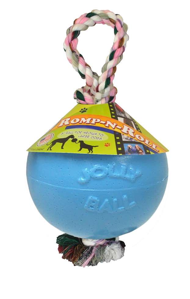 Minge pentru câini cu frânghie, plutitoare, afine M (15 cm) – Jolly Pets Romp-n-Roll - imagine 1