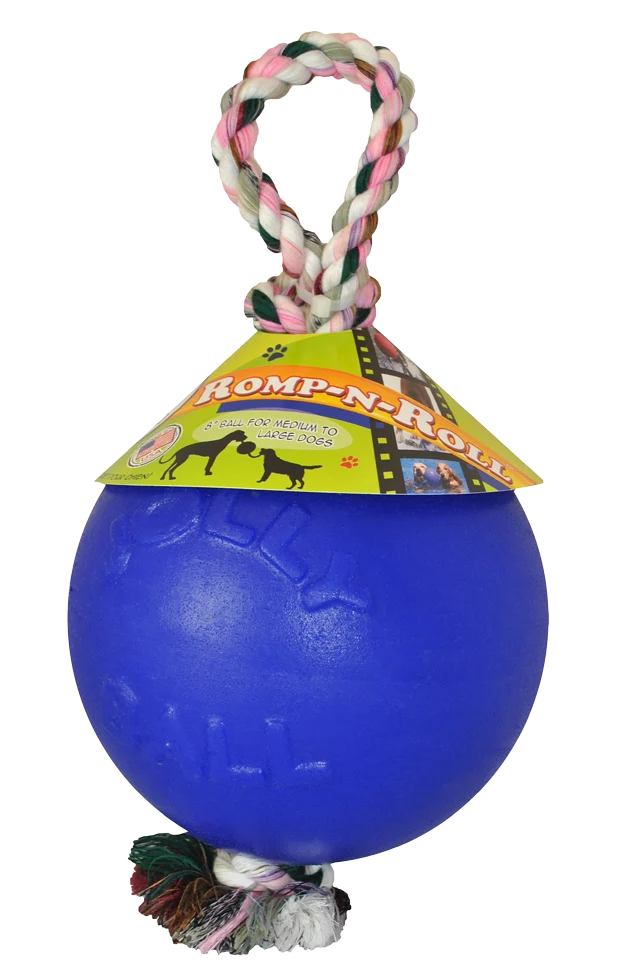 Minge pentru câini cu funie, plutitoare, albastră M (15 cm) – Jolly Pets Romp-n-Roll - imagine 1