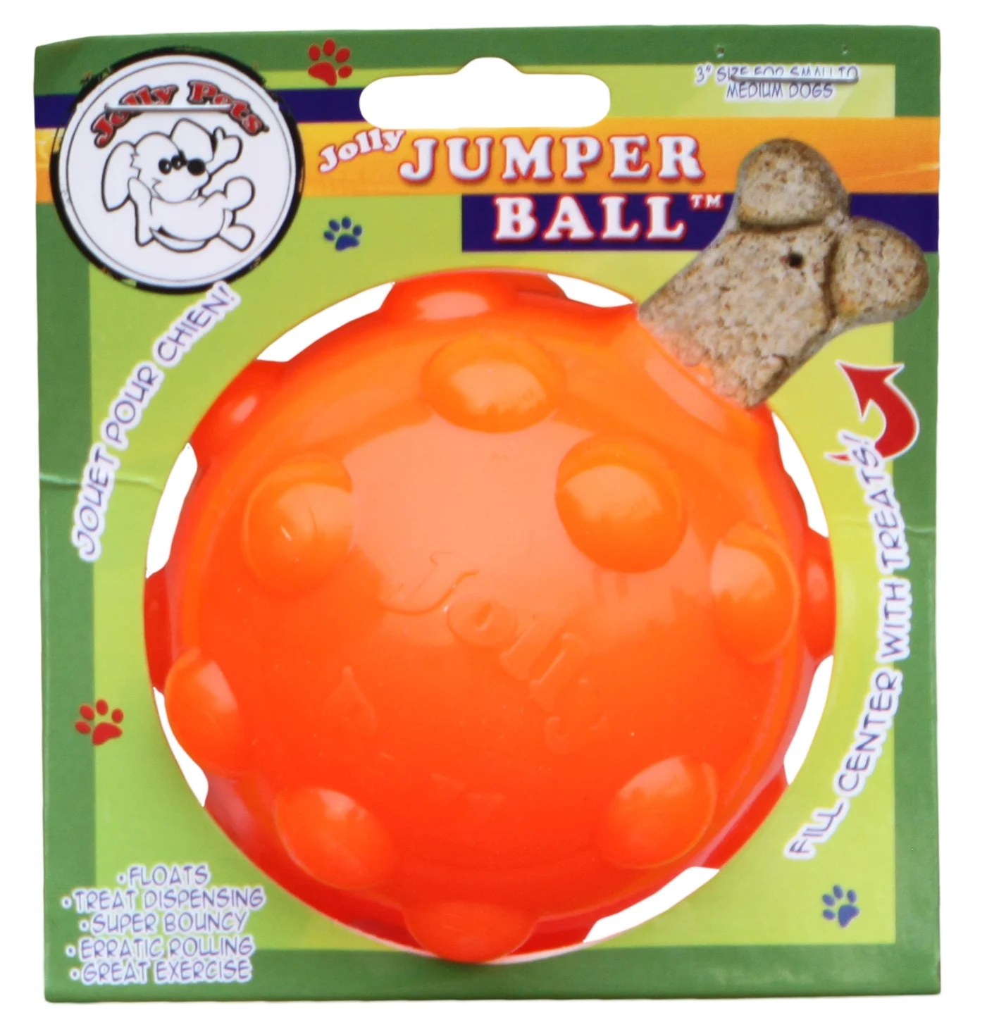 Minge pentru recompense pentru câini, din cauciuc TPR, 7,6 cm – Jolly Pets Jolly Jumper portocalie S - imagine 1