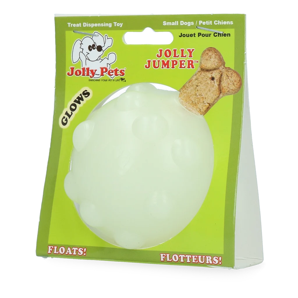 Minge pentru recompense pentru câini, din cauciuc TPR, 7,6 cm – Jolly Pets Jolly Jumper Glow in the Dark S - imagine 1