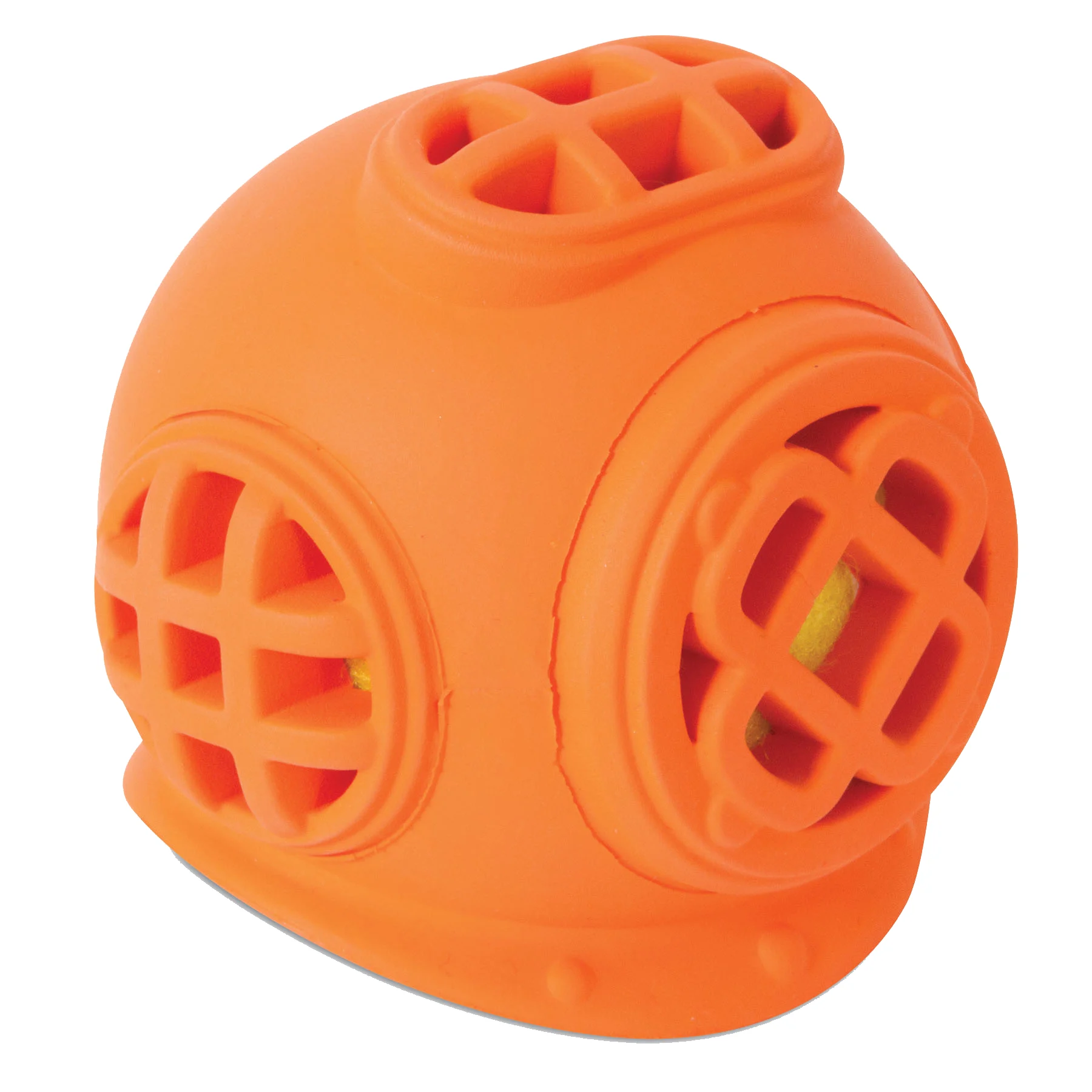 Minge de tenis pentru câini cu chițăitoare și cască din cauciuc – JW Helmet Heads Diver - imagine 2