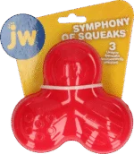 Jucărie de cauciuc pentru câini, cu 3 sunete, roșie – JW Symphony of Squeaks