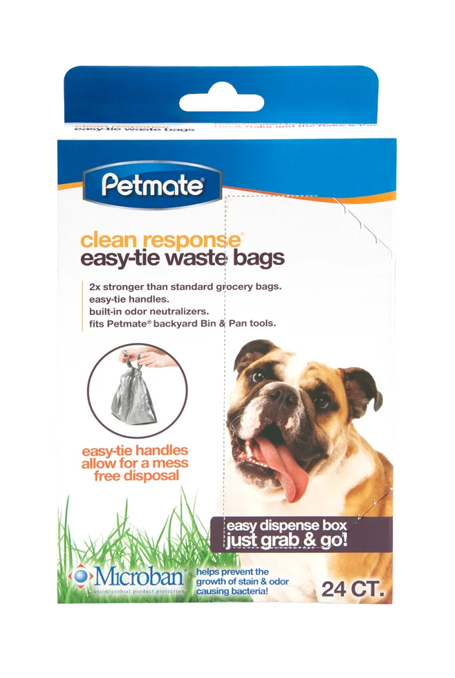 Pungi pentru excremente, care se leagă, 24 de bucăți, 31 x 33 cm – Petmate Clean Response Easy-Tie Waste Bags - imagine 1