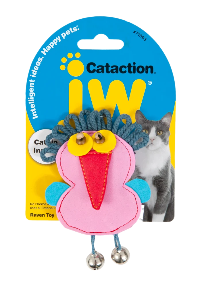 Corb de jucărie pentru pisici cu iarba mâței și clopoței, 12 x 7 cm – JW Cataction Raven Toy - imagine 1