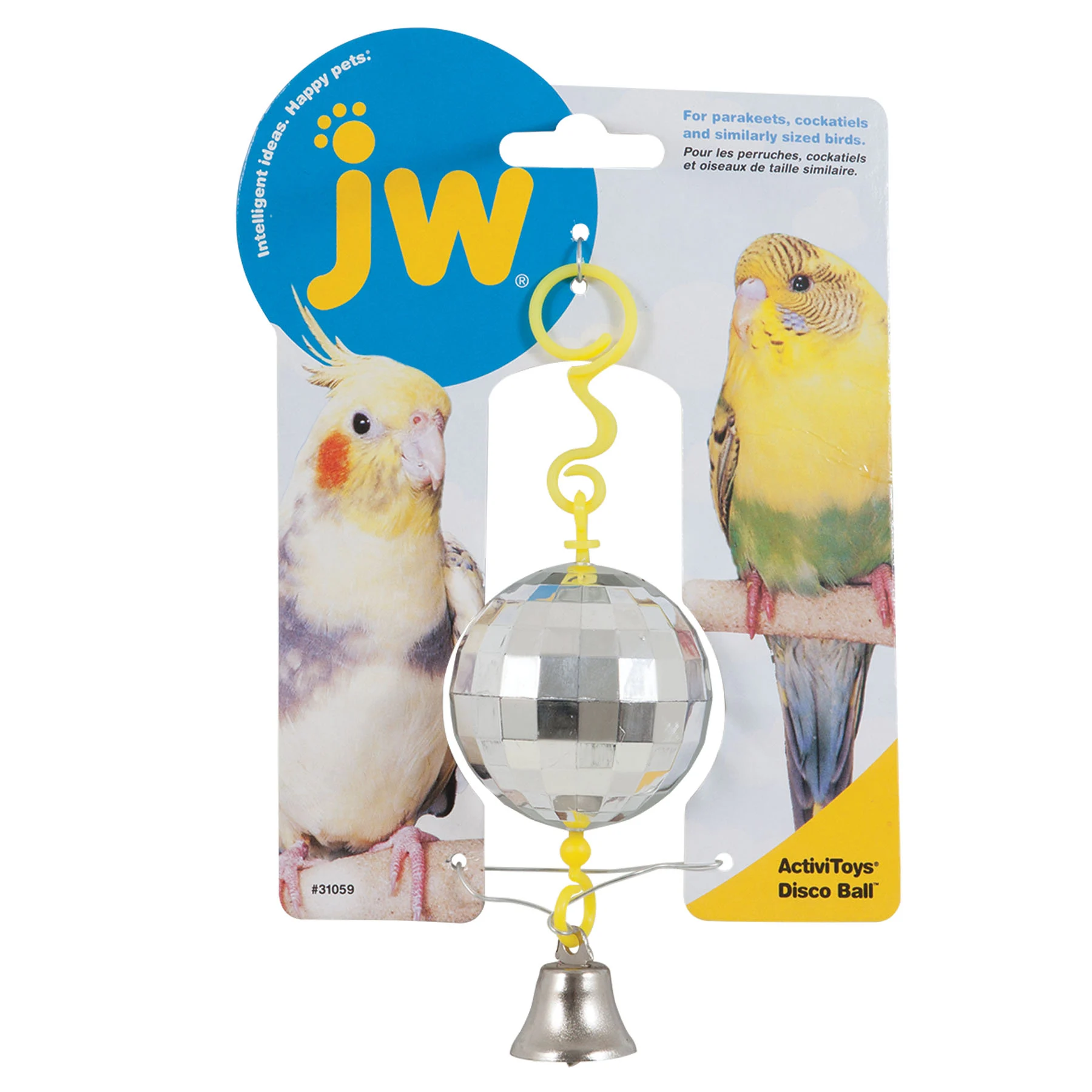 Glob disco pentru păsări, cu clopoțel – JW Activitoy Disco Ball - imagine 1