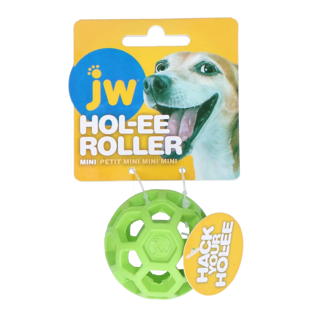 Minge pentru câini din cauciuc natural, pentru recompense, 5 cm, verde – JW Hol-ee Roller - imagine 1