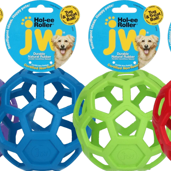 Minge din cauciuc natural pentru câini, pentru recompense, 19 cm, culori asortate – JW Hol-ee Roller
