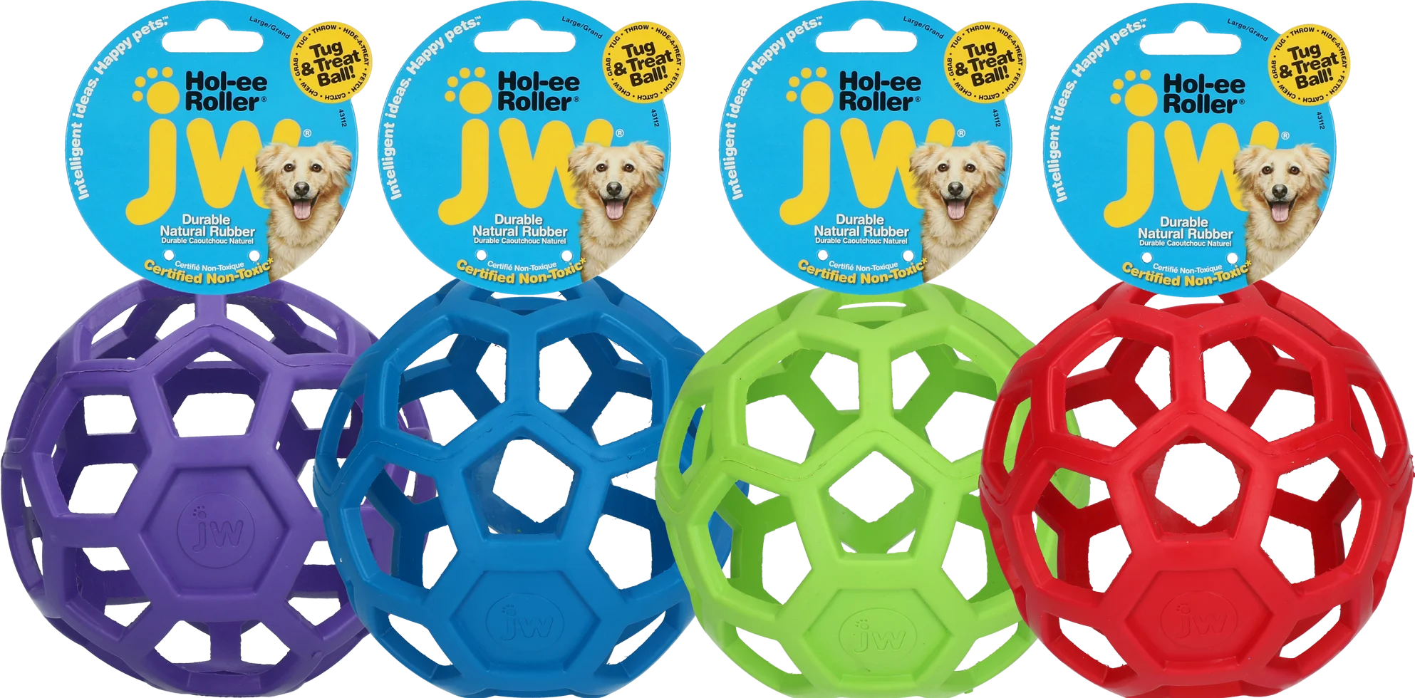 Minge din cauciuc natural pentru câini, pentru recompense, 19 cm, culori asortate – JW Hol-ee Roller - imagine 1