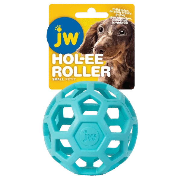 Minge pentru câini din cauciuc natural, pentru recompense, 9 cm, Bleu deschis – JW Hol-ee Roller Small