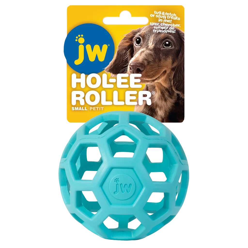 Minge pentru câini din cauciuc natural, pentru recompense, 9 cm, Bleu deschis – JW Hol-ee Roller Small - imagine 1