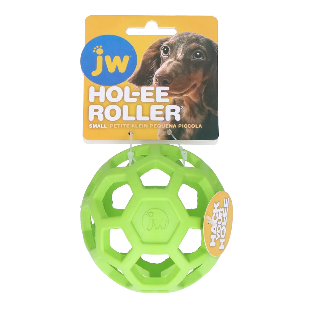 Minge pentru câini din cauciuc natural, pentru recompense, 9 cm, Verde – JW Hol-ee Roller Small - imagine 1