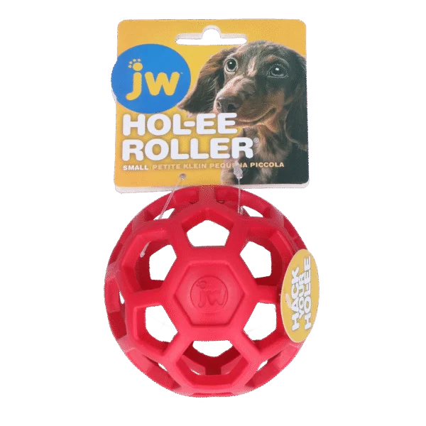 Minge pentru câini din cauciuc natural, pentru recompense, 9 cm, Roșie – JW Hol-ee Roller Small