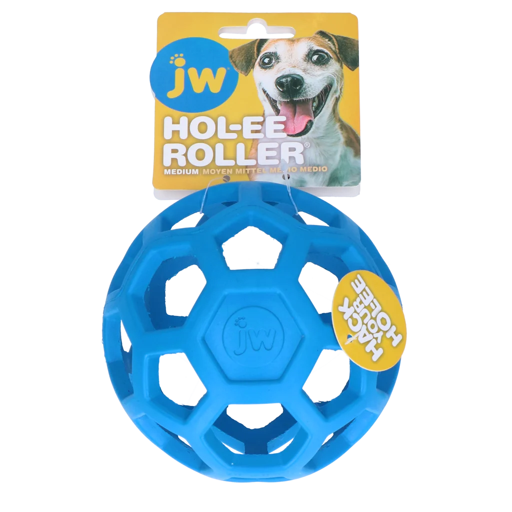Minge pentru câini din cauciuc natural, pentru recompense, 11,5 cm, Albastru – JW Hol-ee Roller - imagine 1